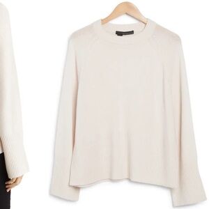 360 cashmere krystal crewneck cashmere sweater in alabaster
